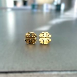 Gold Tory Burch Logo Earrings